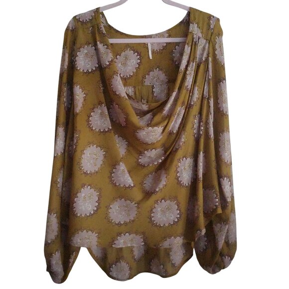 Free People Tops - Free People Cowling Around Goldenrod Combo Flowy Boho Oversize Top M